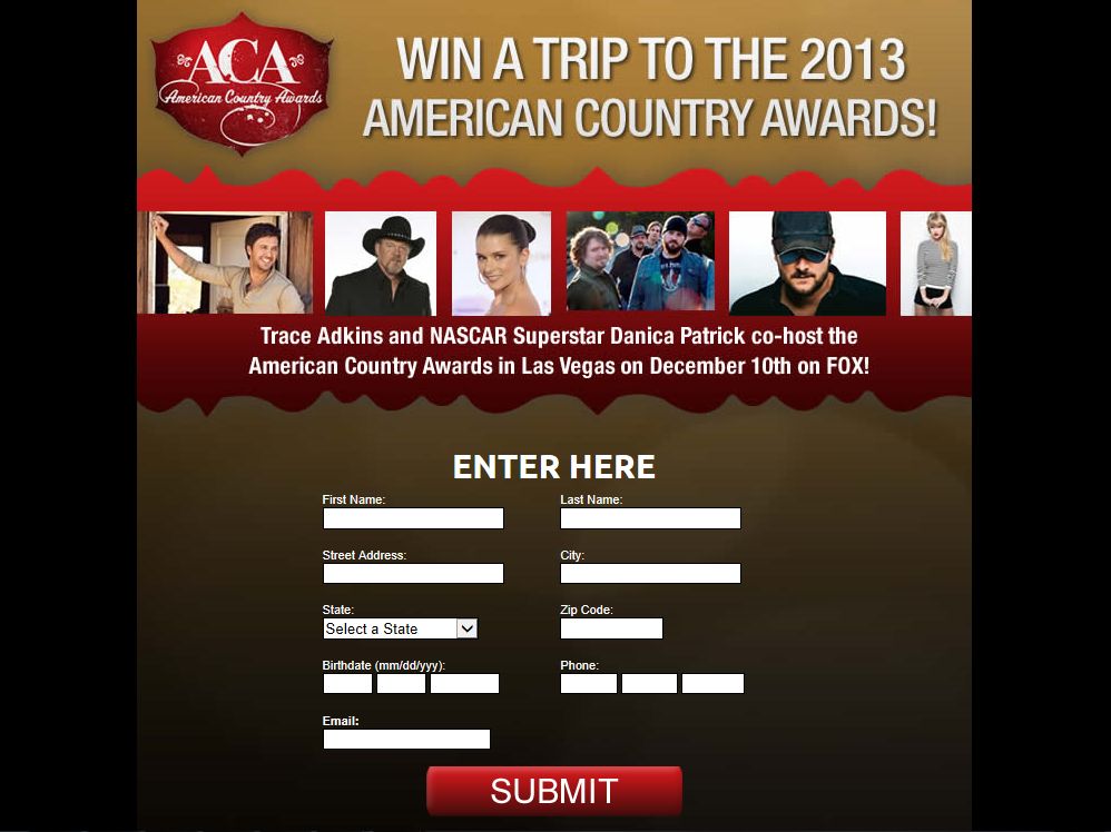American Country Awards Promotion Sweepstakes Fanatics