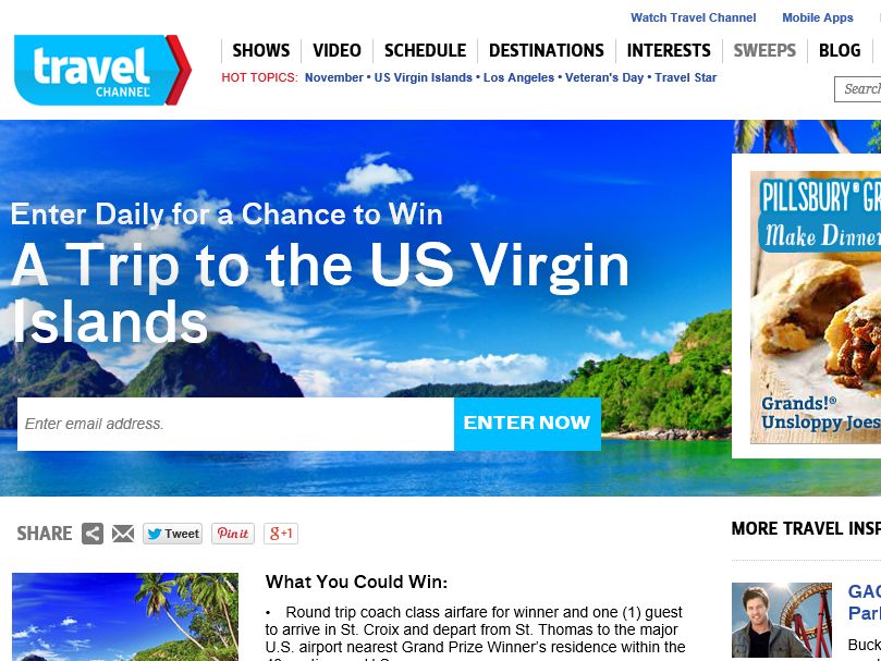 Travel Channel November 2014 Sweepstakes Sweepstakes Fanatics
