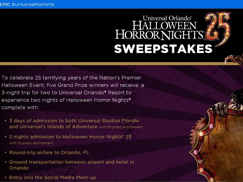 The Halloween Horror Nights 25 Sweepstakes Sweepstakes Fanatics