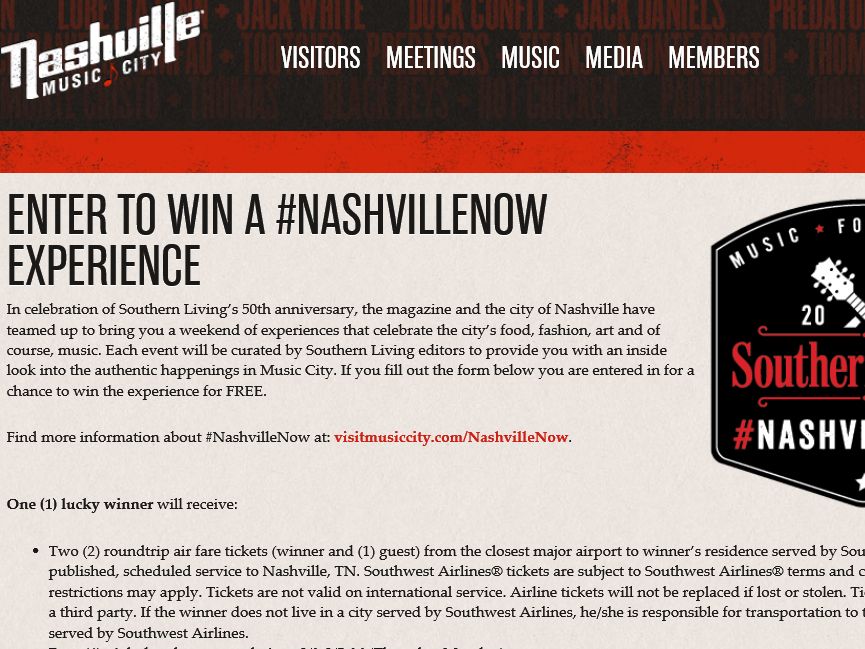 Southern Living Sweepstakes 2016 - southern living s nashvillenow sweepstakes sweepstakes fanatics Southern Living Sweepstakes 2016 - southern living s nashvillenow sweepstakes sweepstakes fanatics
